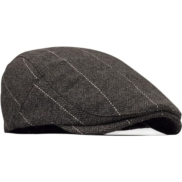 Herr Tweed Flat Cap Driving Hat Newsboy Cap - Justerbar Mode Newsboy Irish Basker Hat, Autumn Winter, 55-59CM