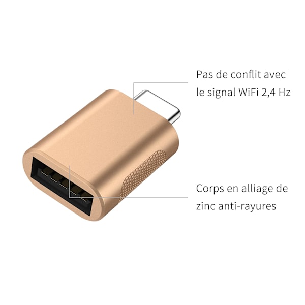 2-pakning USB Type-C til USB-adapter (gull)
