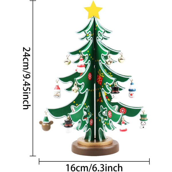 Træjuletræ DIY juletræssæt Miniaturer Kreative dekorationer Festivalfest Juletræsborddekoration til ferie, festival, hjem