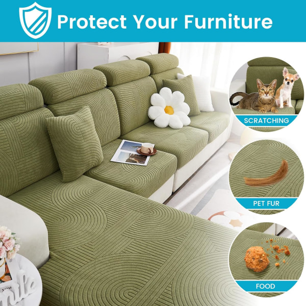 Kuddfodral för soffa, Universal Stretch-sofffodral L-form, cover för 1/2/3 sittsoffa Kuddskydd Stor cover