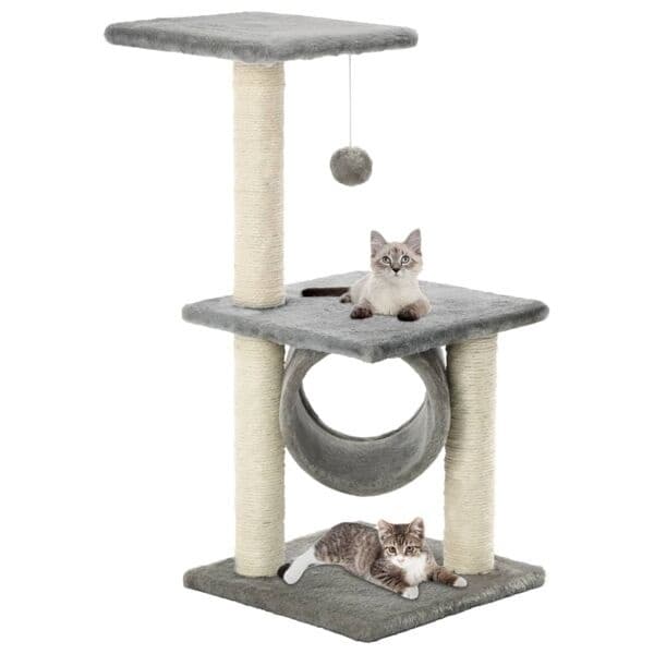vidaXL Klorestativ til katt med sisalstolper 65 cm grå gray gray