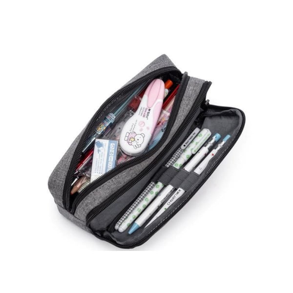 Pencil Case for Girls Aesthetic Pencil Case for Women Adults with Compartments Simple Plain Pencil Case for School Boys - Gray