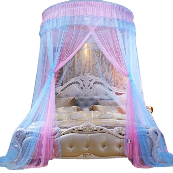 Princess Round Hanging Mosquito Net Set Up Round Lace Dome Mosquito Net Pink/Blue