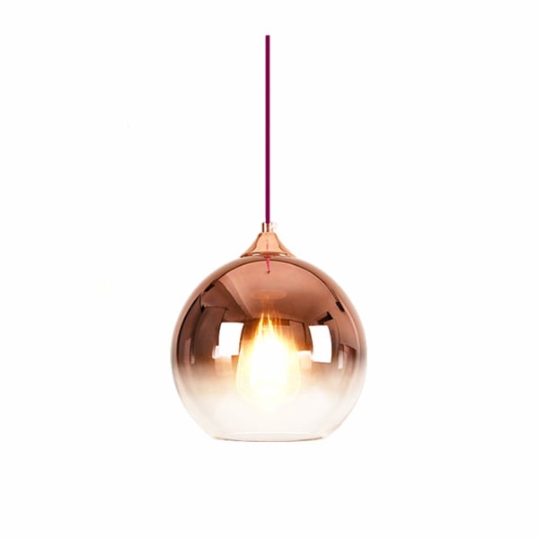 Sfærisk gradient farge glass anheng lys moderne glass lampe lysekrone hengende lys (Rose gull, 20cm)