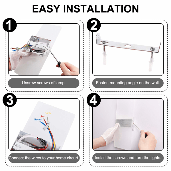 LED Innendørs Vegglampe 10W Kald Hvit 6000K 230V Akryl Vegglampe Moderne Design Dekorasjon Vegglampe Armatur