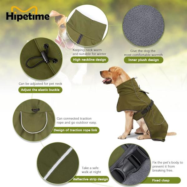 Hundefrakke til Vinter Varm Vandtæt Vindtæt Hundevinterfrakke Indvendig Plys Hundejakke med Reflekser til Små Mellemstore Større Hunde XS