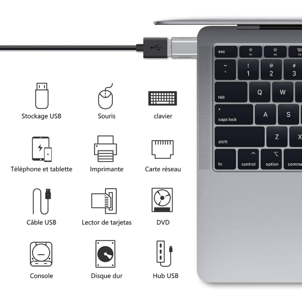 2-pakning USB Type-C til USB-adapter (sølv)