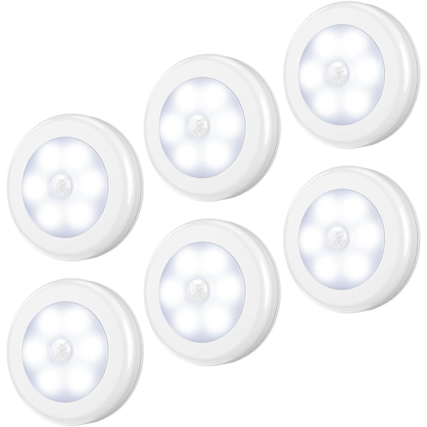 Rörelsesensorljus, LED-ljus (vitt, vitt ljus, 6-pack)