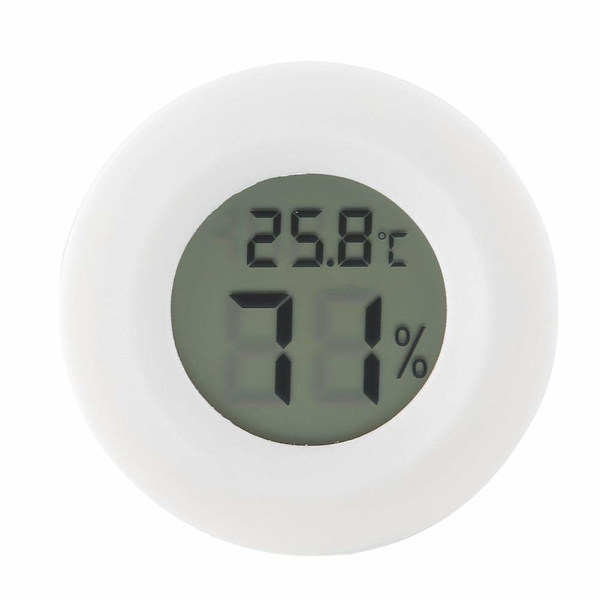 LCD-termometer hygrometer för inkubatorer inomhus reptil avel låda väderstation växthus källare rund (vit)