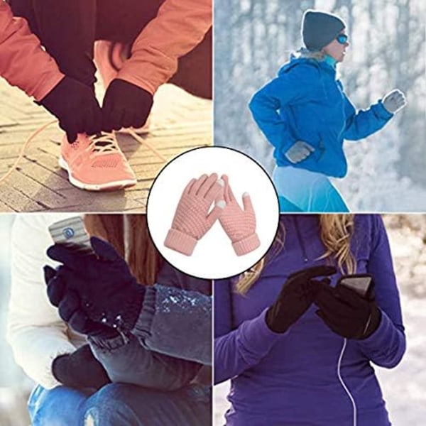Damehansker Vinter | Par varme strikkehansker | Berøringsskjermhansker Damehansker | Termiske hansker for utendørs sykling Løping Jakt Klatresport