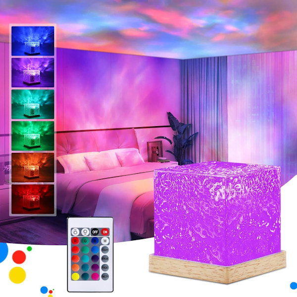 Galaxy Projektorlampa för Sovrum - Sensorisk Ocean Wave-lampa med 16 Färger, 30 Ljuslägen, Stjärnprojektor för Barn (Uppladdningsbar)