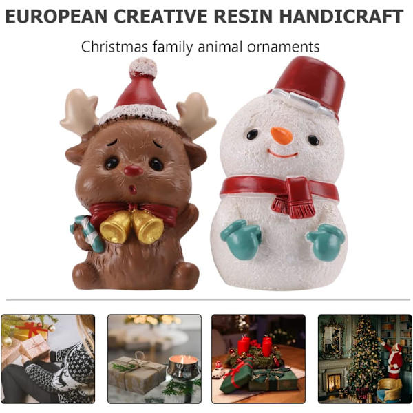 Miniatyrfigurer 2 stk (Rein 5*4 cm, Snømann 5*3.5cm)
