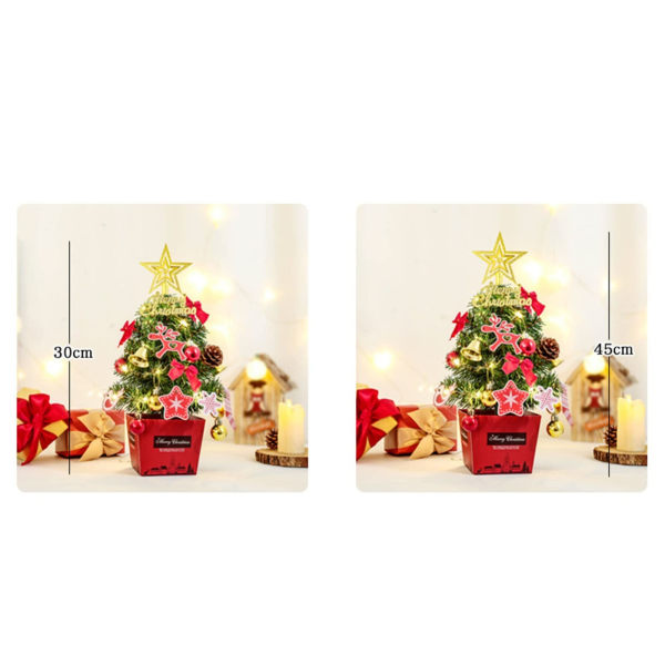 Mini juletresett, medbringende stjerner og LED-lys, 30 cm