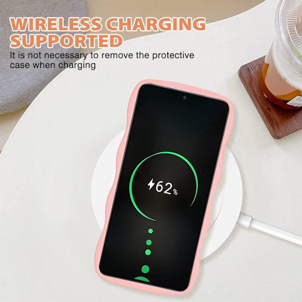 Samsung Galaxy S23 Plus Cover til Piger Kvinder, Sødt Bølget Ramme Flydende Silikone Fleksibel Blød Stødsikker Kamerabeskyttelse Cover Pink S23