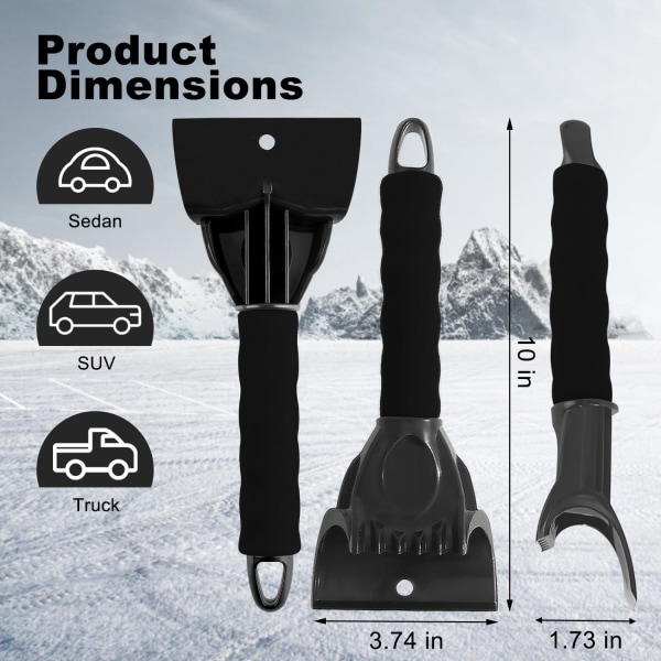 2-pak sne- og isskraber til bilforrude, frostfjernerværktøj med skumhåndtag, til rude og forrude til lastbil SUV