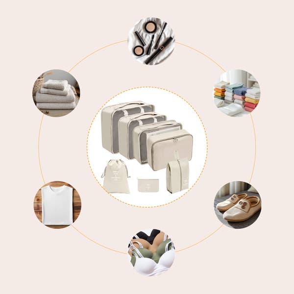 Resväska Organizer - Packkuber och Väskor 7 delar Beige Beige 332