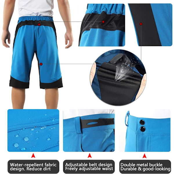 cykelshorts til mænd, korte polstrede cykelshorts med sædepolstring, baggy MTB downhill bukser, mountainbike cykelbukser Subcode XXL (Eurocode XL)