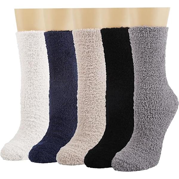 5/6 Par Dam Fuzzy Strumpor, Korallfleece Fluffiga Sängstrumpor, Tjocka Varma Plyschstrumpor, Mjuka Bekväma Strumpor på Vintern