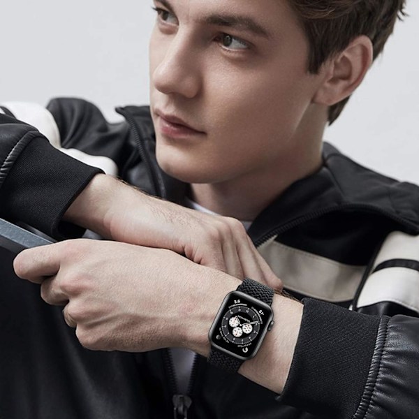 Flätat armband kompatibelt med Apple Watch band 42mm 44mm 45mm 49mm, Mjuka justerbara elastiska band kompatibla med iWatch-serier
