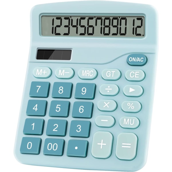 Kontorkalkulatorer Desktop, 12-sifret dobbel strømkutt-kalkulator med stor LCD-skjerm Stor knapp for kontorhjem og skole