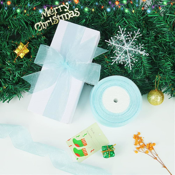 Gennemsigtigt bånd, 40 mm x 50 yards dobbeltbelagt gennemsigtigt chiffonbånd til gaveindpakning, dekorationer til julebryllupsceremoni