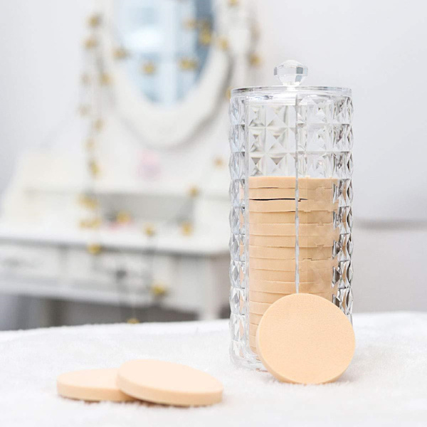 Akryl Makeup Bomuldspudeholder, Klar
