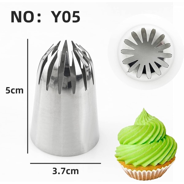 Oversize Roser i Rustfritt Stål - Sprøyteposer og Dysesett - 6 stk Blomsterformede Frosting Dyser