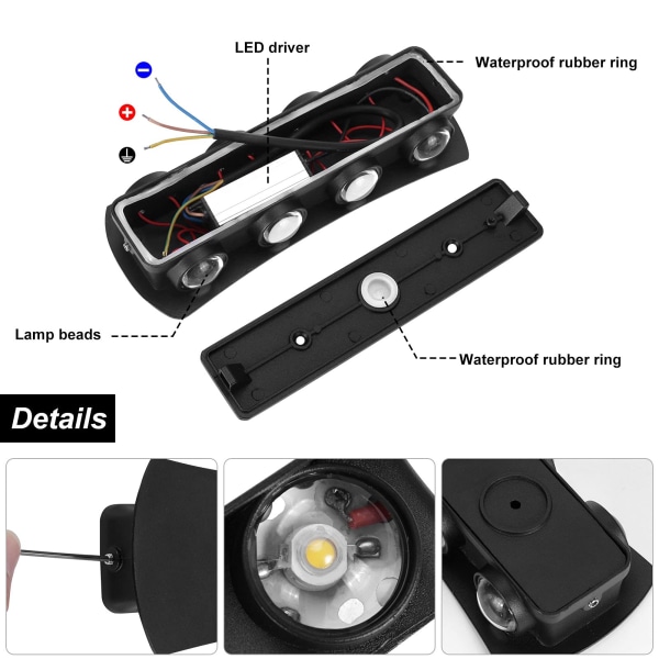 Modern vägglampa LED vägglampa upp och ner aluminium väggbricka vattentät IP65 LED inomhus utomhus 3000K