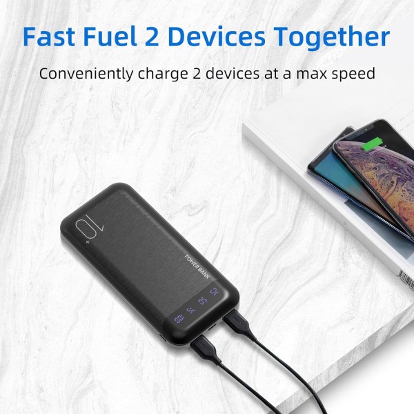 Power Bank 10000mAh Mobiltelefon Bärbar Laddare Externt batteripaket med 2  USB 2.4 A-utgångar och USB C-ingång Kompatibel med Huawei iPhone 12 11 X  f79a | Fyndiq