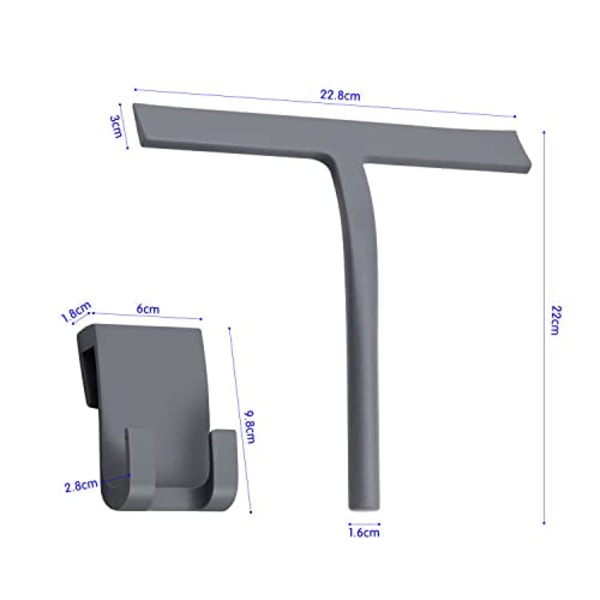 Baderomsskrape, Silikon Dusjskrape Grå Vindusskrape Med Hengekrok for Glass for Baderomsrengjøring Vindusskjerm Visker Rengjøringsmiddel