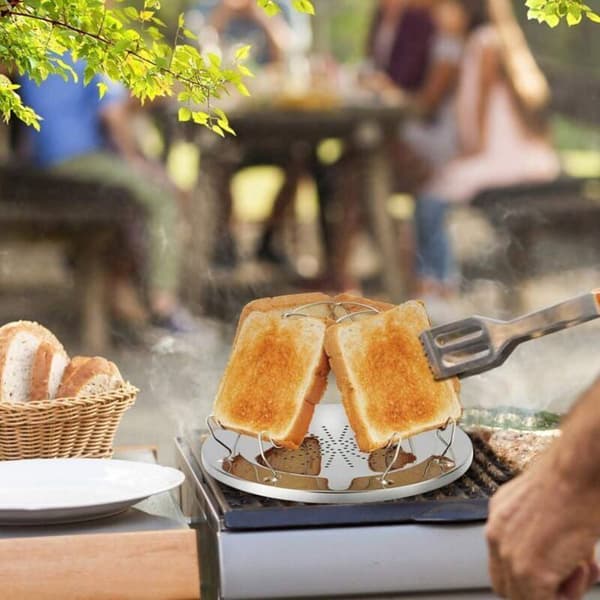 Camping Brødbager Rustfrit Stål Foldbar Gastoaster
