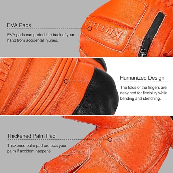Vinter Skidhandskar Termiska Vattentäta Getläder Förlängda Handled Snö Skid Snowboard Utomhussporter XL Orange XL