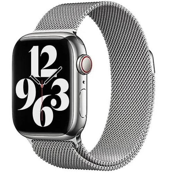 Apple silverfärgad rostfri stål milanesisk loop för 38mm 40mm 41mm klockor