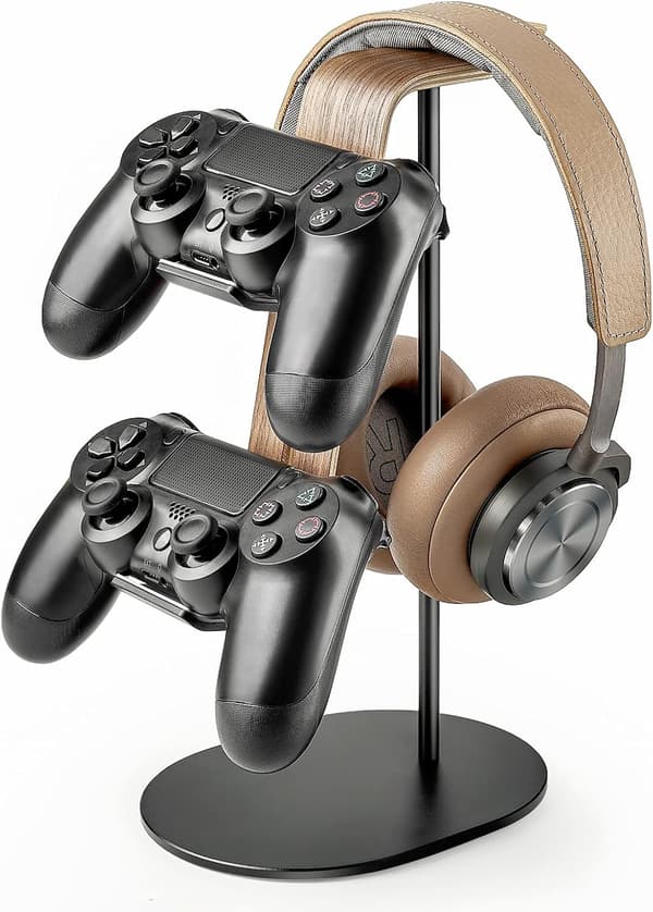 Gamepad Controller og Hovedtelefonholder, Aluminium og Træ Game Controller og Hovedtelefonholder
