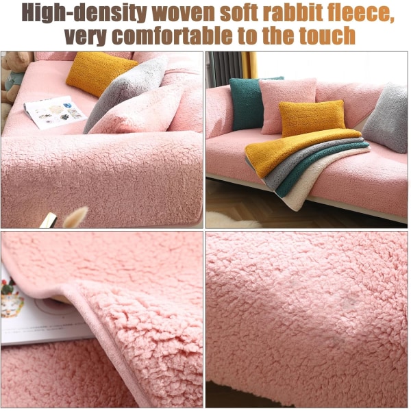 Premium Velour Sofabetræk, Skridsikre Sofabetræk, Elaborerede og Udsøgte Sofabetræk, Sofahyndebetræk til Soveværelse, Hotel og Kontor (90*90cm) Pink 90*90cm