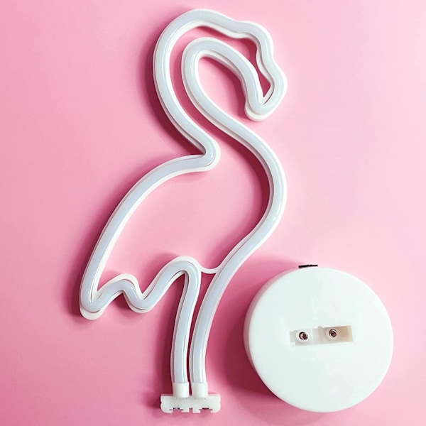 Flamingo Neonskilt, Jentenes Nattlys USB/Batteri Rosa Dekorativt Flamingo Neonlys med Stativbase Flamingo Kvinnegave