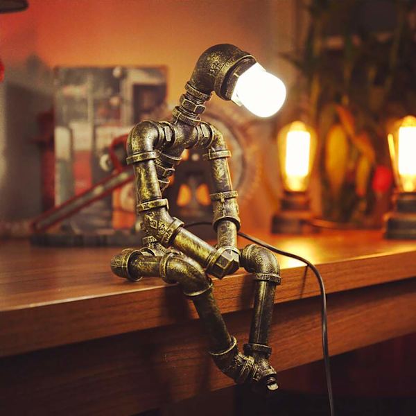 Retro Robot Lampe Industriell Skrivebordslampe