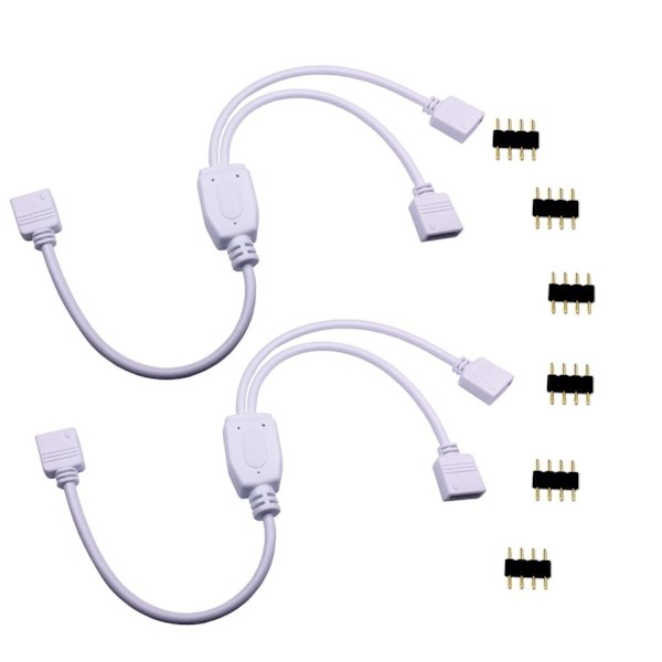 2 stk. Splitterkabel 1 til 2 RGB LED-30cm, Hvid