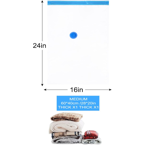 Vakuumopbevaringsposer, 6-pak vakuumposer til tøj, til opbevaring af tøj og sengetøj (6 stk. 60 x 40 cm)