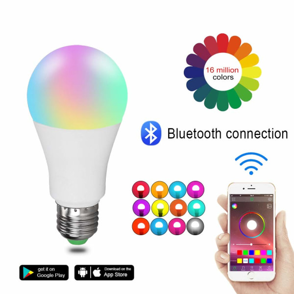 LED-lamput 15W Smart E27 RGBW Bluetooth 85-265V 20 väriä