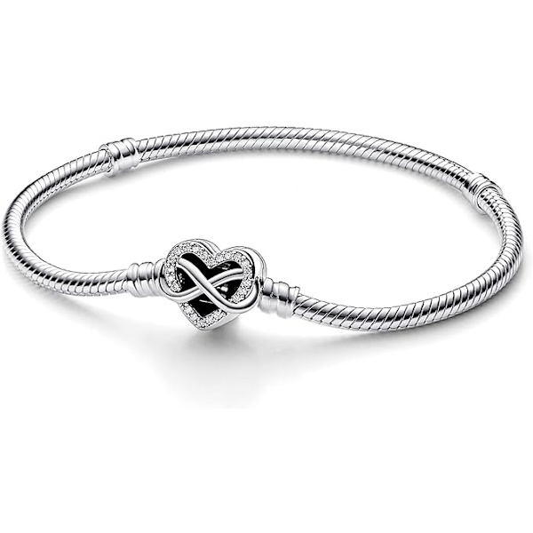 Dam silver armband med glittrande oändlighetshjärta
