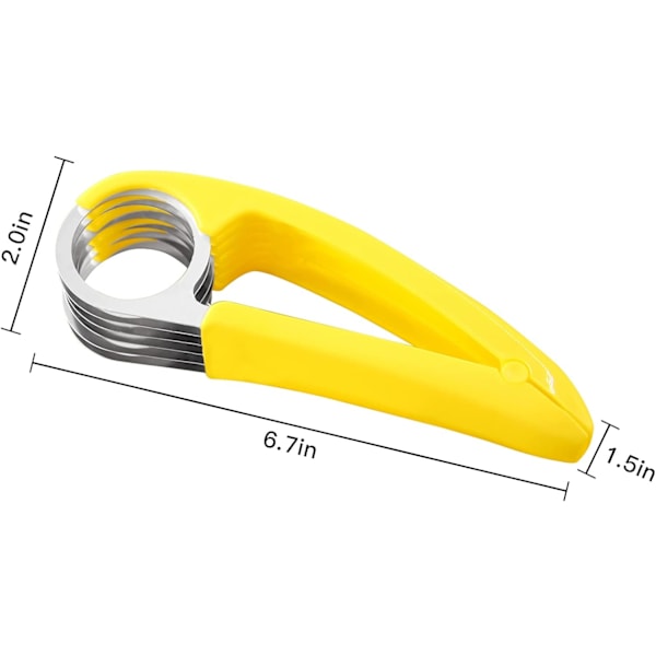 Bananskjærer, PP + rustfritt stål frukt- og grønnsakssalat skreller kutter kjøkkenverktøy for banan, pølse, jordbær, drue (2 stk)