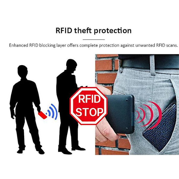 Sort RFID NFC Beskyttelses Pung Kort Indehaver 5st Kort (Ægte Læder)