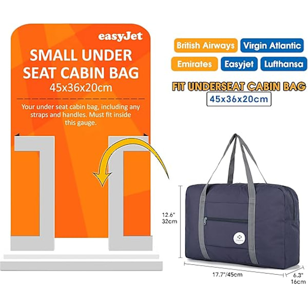 Kabinekuffert Under Sædet Foldbar Rejse Duffel Taske Tote Håndtaske Carry On Overnight Bagage til Kvinder Mænd