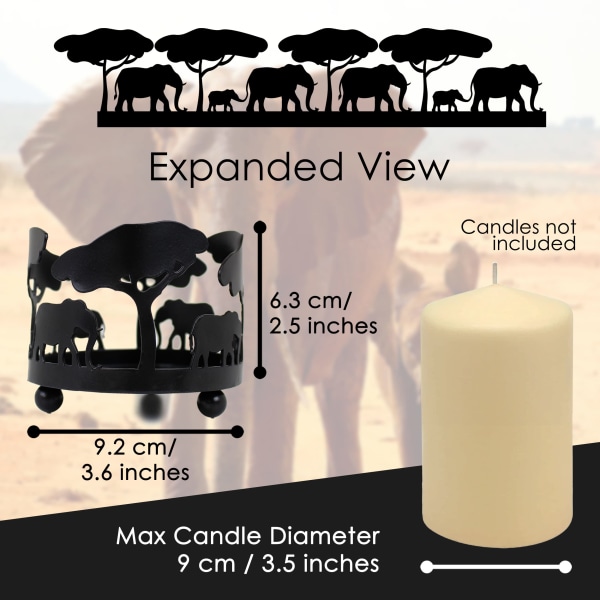 Elefantljusstake för Rumsinredning Till Vardagsrum | Svarta ljushållare - Ljusställ Heminredningstillbehör Vardagsrum (Elefantdesign)