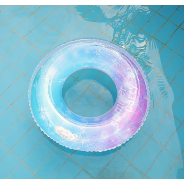 Svømme Ring, Transparent Flytende Svømme Ring med Paljetter, Oppblåsbar Svømme Ring Tube for Barn Svømmebasseng Vann Sport