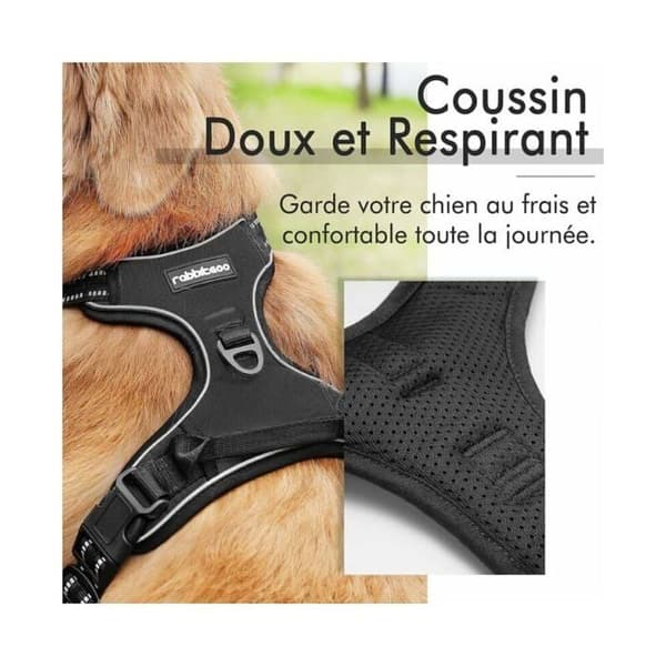 Justerbar Reflekterende No-Pull Hundesele Svart