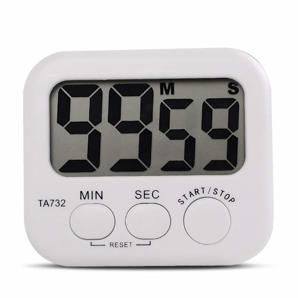 Hvid Mini Elektronisk Stor LCD Digital Køkken Timer Ur Nedtælling Tælle Tid Høj Alarm Hjem Ovn Madlavning Værktøjer Tilbehør