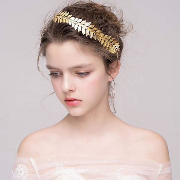 Romersk bladkrone, gudinde tiara guld blad bånd krone af blade, piger græsk guld blad pandebånd brude pandebånd guld laurbær blad hovedbeklædning boho
