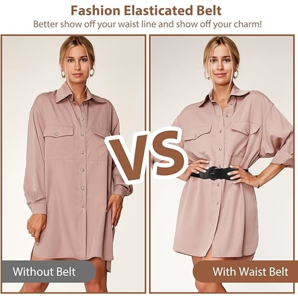 Bred Elastisk Bælte til Kvinder, Justerbart Stræk Taljebælte Vintage Chunky Livremme Fashion Stretchy Cinch Bælte til Kjole Jean